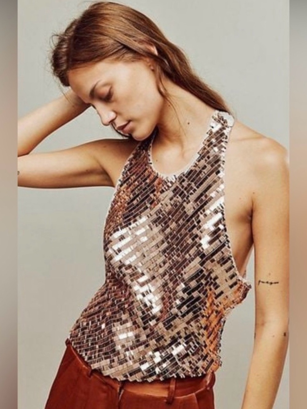 Free people disco fever cami - Rose Gold